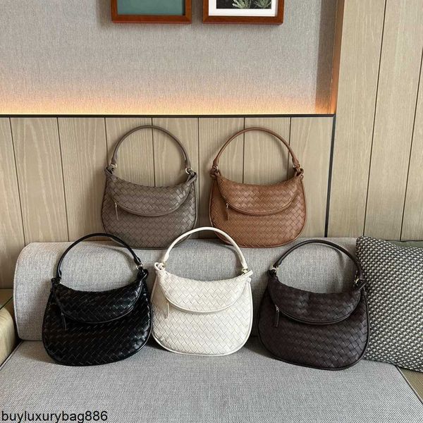 Botte Venetas Bolsa de Ombro Feminina Bolsas de Couro Gemelli Gemelli Imitação de Marca Trendy Crescent Woven Bolsa de Couro Genuíno Bolsa Gêmea para Homens e Mulheres Portátil Kn HBY8