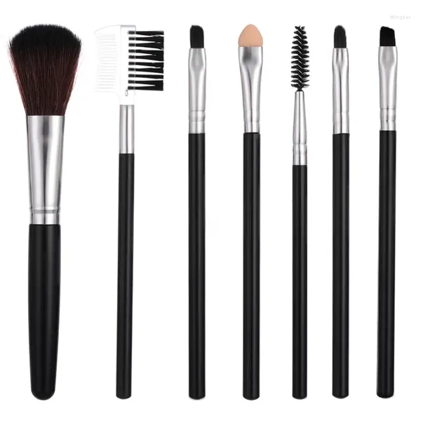 Pincéis de maquiagem 7 pcs conjunto profissional sombra cosméticos instrumento maquiagem para mulheres ferramenta beleza kit completo fundação