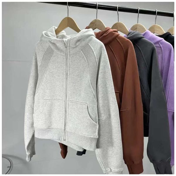 Lu Lu Jacke Mantel Align Herren Hoodies Sweatshirts Frauen Yoga Scuba Damen locker sitzender Reißverschluss Kapuzenpullover Sportpullover warm winddicht Plüsch Outdoor locker einfach Zitrone