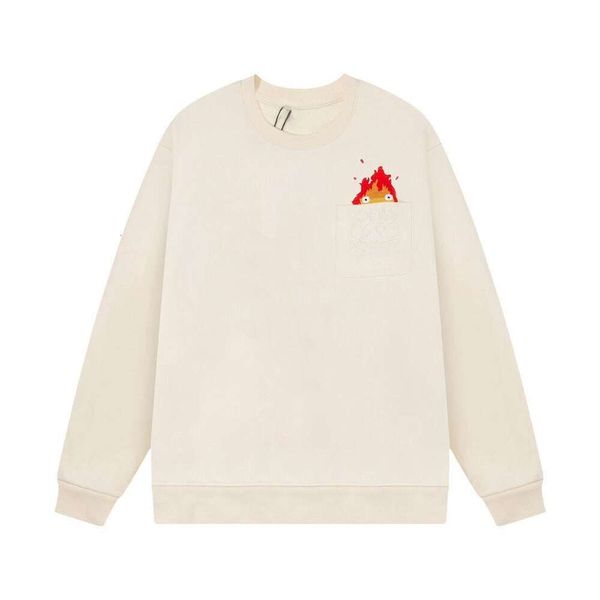 23ss hoodie homens designer suéter mens mulheres moda chama logotipo impressão letras bordadas moletom casual bolso falso em torno do pescoço pulôver manga longa t-shirt