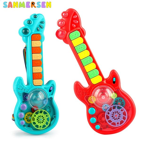 Tastiere Pianoforte Mini Chitarra Suono e luce Chitarra giocattolo Attrezzatura elettrica Strumento musicale per bambini Bambini Principianti Giocattolo per la prima educazione Piccola chitarra 231214