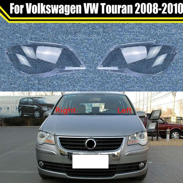 Caso de luz da lâmpada de cabeça automática para vw touran 2008-2010 tampa do farol do carro abajur de vidro tampas do farol escudo