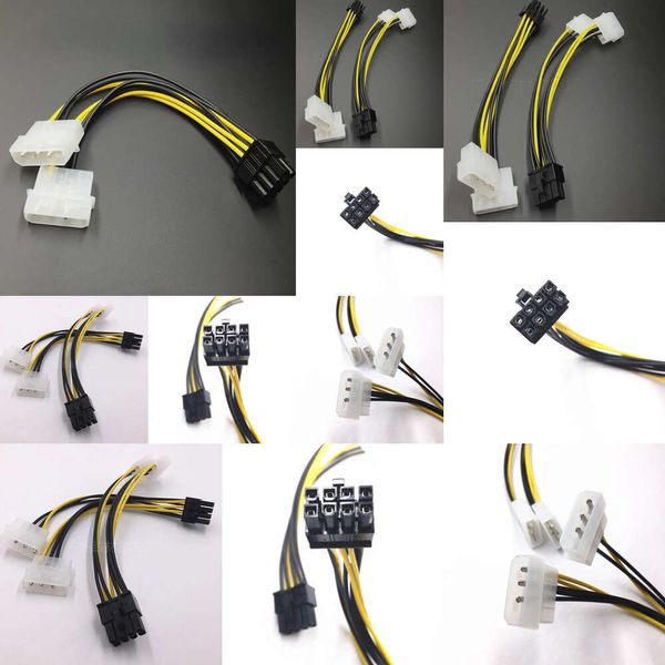 Nuovi adattatori per laptop Caricabatterie Cavo di alimentazione da 18 cm da 8 pin a doppia scheda video a 4 pin Forma a Y Cavo di alimentazione da 8 pin PCI Express a doppia scheda grafica Molex a 4 pin # 280903