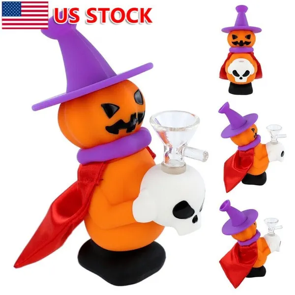 Pumpkin da 6,1 pollici di zucca silicone bong tubo d'acqua fumante shisha + ciotola di vetro