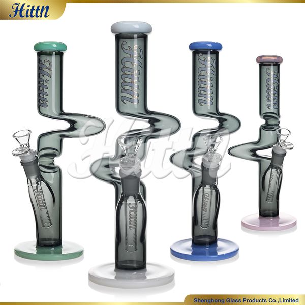 Hittn Glass Bong Shisha Water Pipe Farbe gebogene Bong 12 Zoll Glaswasser Bong mit 14 -mm -Schüssel -Daunen -Accessoires zum Rauchen