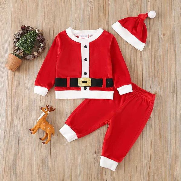 Kleidungssets Ma Baby 0-24M Neugeborene Jungen Mädchen Weihnachtskleidung Set Langarm Tops Hosen Hut Outfits Weihnachten Weihnachtsmann Kostüme D01