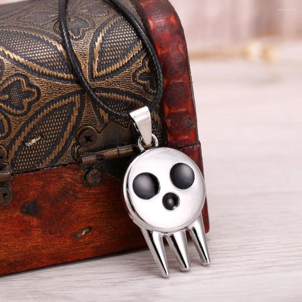 Colares Pingente Anime Soul Eater Colar para Mulheres Homens Goth Ghost Skull Halloween Acessórios Couro Corda Corrente Gótica Jóias VGN085