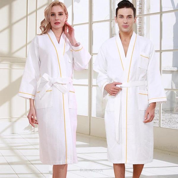 Erkekler Placowear Erkekler Yaz Pamuk Waffle Bath Corn Robe Plus Boyut Kimono Havlu Boşluk Kadın Seksi Giyinme Nedime Nedime Emik Su