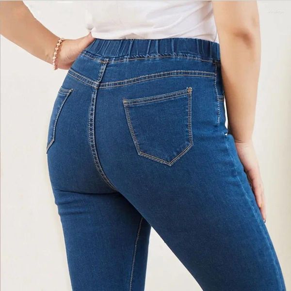 Женские джинсы, одежда скинни для женщин, хорошая эластичная резинка на талии, эластичный материал, контроль живота, размер для мамы, 5XL, 6XL, пышные