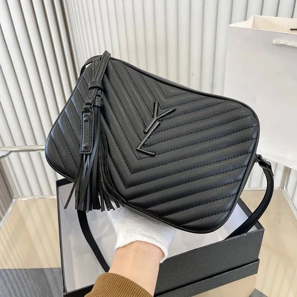 Borse a tracolla firmate da donna Borsa per fotocamera trapuntata con nappa di moda Borsa a tracolla KADAR di lusso Borsa a tracolla di alta qualità Borsa a tracolla nera in pelle Lady pochette