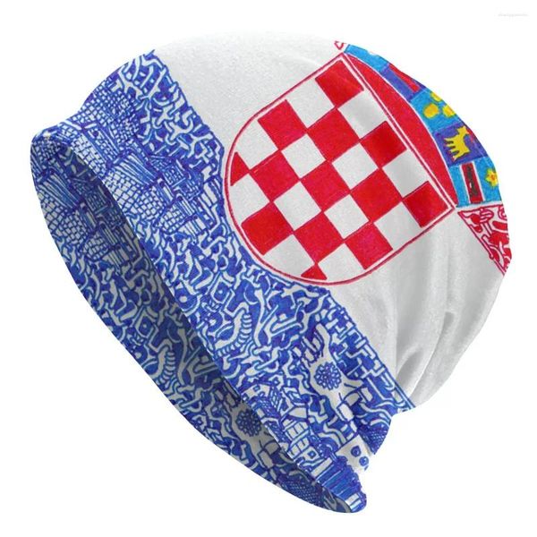 Berets Croácia Sport Logo Futebol Bonnet Chapéus Cool Ski Skullies Beanies para Homens Mulheres Chapéu de Malha Quente Térmico Elástico Unisex Caps