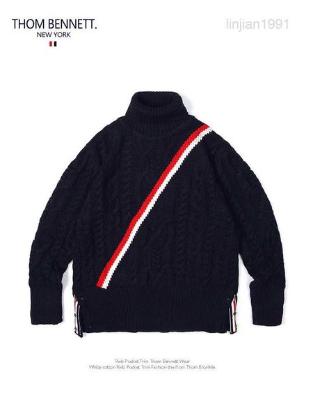 Offizieller THOM-Flagship-Store der europäischen und amerikanischen Modemarke Four Bar Tom Brown TB Knit Couple High Neck Sweater Coat