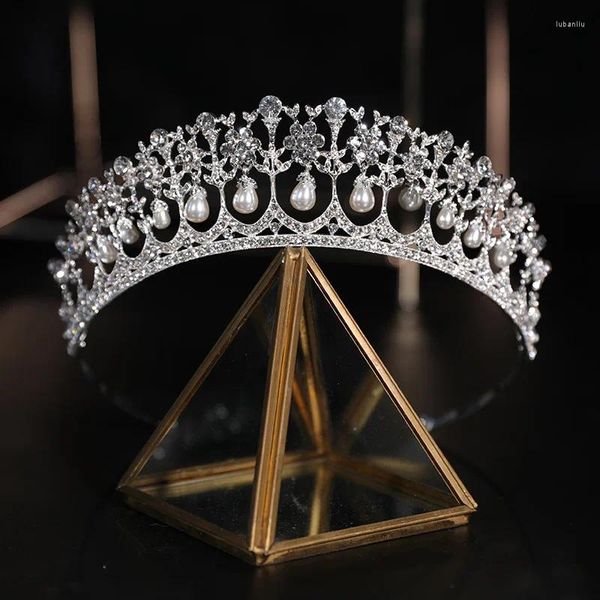 Grampos de cabelo design cristais e peals zircon coroas de noiva festa princesa tiaras acessórios de casamento feminino hairbands diadema