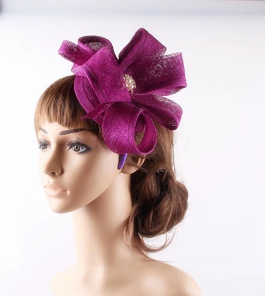 Chapéu fascinator de festa real roxo para mulheres, elegante, vintage, chapéu de milineria, faixa de cabeça, evento de casamento, ocasião de corrida