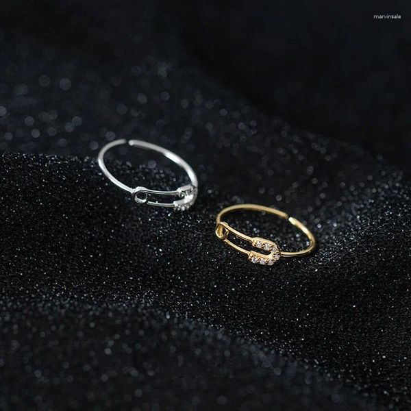 Cluster Ringe Echt 925 Sterling Silber Feine Schmuck Charms Büroklammer Pin Öffnung Einstellbar Finger Für Frauen Geschenk
