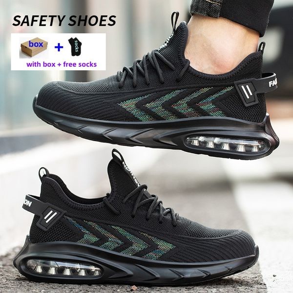 Sicurezza delle dimensioni di grandi dimensioni con cappellino in acciaio Anti Smash Men Sneaker Sneaker Light Punture Punture Black Designer Fact