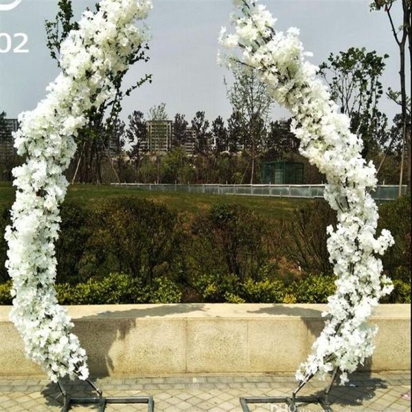 2 5m flor de cerejeira artificial arco porta estrada chumbo lua arco flor cereja arcos prateleira decoração quadrada para festa de casamento pano de fundo2368