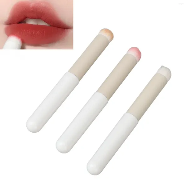 Pincéis de maquiagem 3pcs escova labial com tubo de armazenamento lipstck mancha portátil para viagens de vaidade em casa