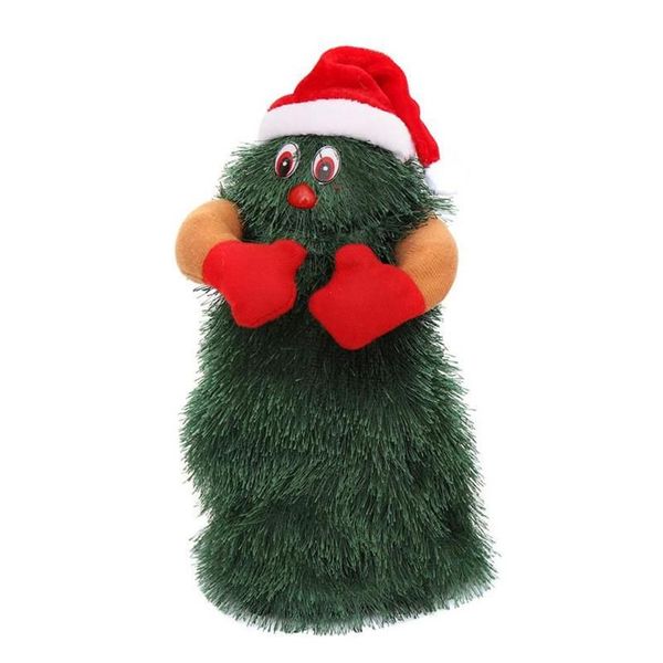 Рождественские украшения, забавные украшения, электрическое пение, танцевальное дерево, плюшевая игрушка, вращающийся музыкальный Санта-Клаус, декор268w