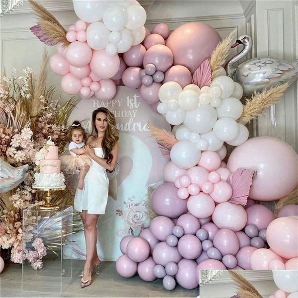 Decoração de festa 1 conjunto rosa balão guirlanda arco kit casamento látex aniversário bebê chuveiro globos suprimentos 220225 gota entrega home ga dhqvz