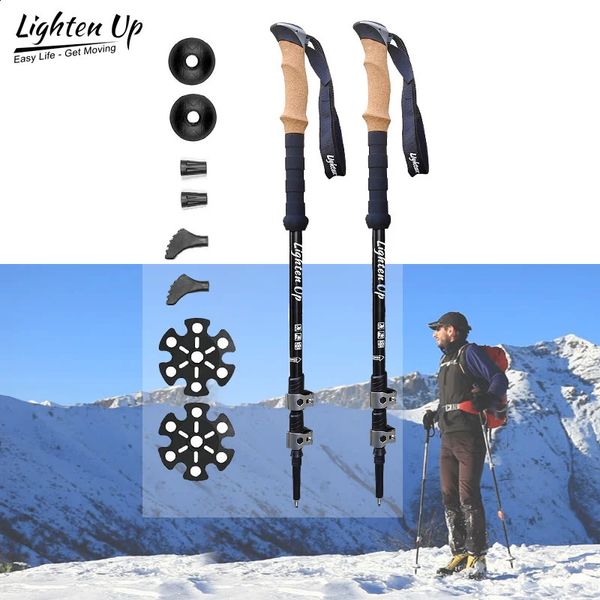 Pólos de esqui 2 pcs Bengala Trekking Pólos Telescópico Baton Nórdico Alumínio Carbono Ski Camp Caminhadas Pólos Muletas Andando Bengala Pólo Norte 231214