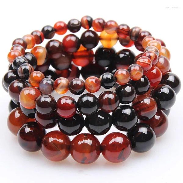 Strand contas de pedra natural sonhador cor listra ágata charme pulseira para moda redonda rendas carnelian pulseiras feminino yoga presente