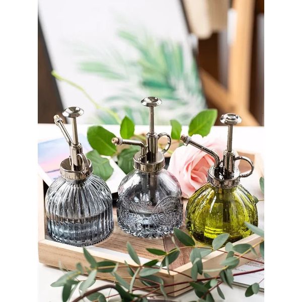 Pulverizadores em relevo vidro pressão de ar jardinagem especial retro pequena lata desinfecção rega garrafa spray doméstico 231215