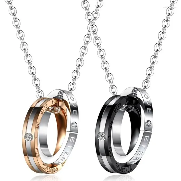 Ожерелья-подвески с круговой гравировкой «Любовная пара» для женщин и мужчин, круглая цепочка из нержавеющей стали 20 дюймов, ювелирное изделие для влюбленных, подарок