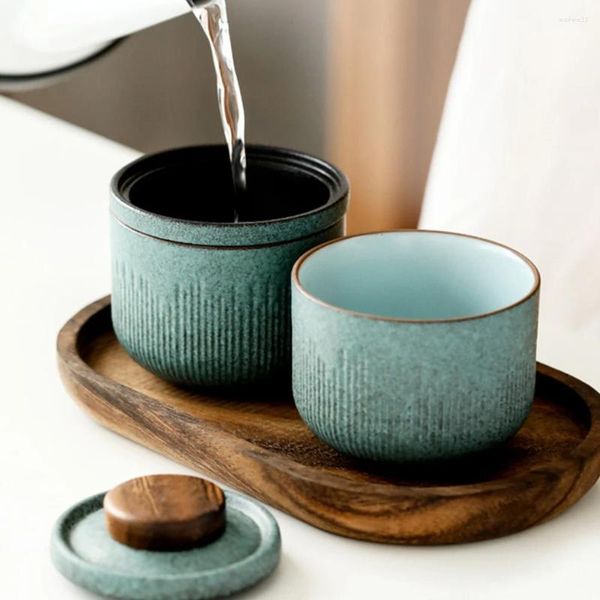 Set da tè Set da tè da viaggio in ceramica Kit di servizio Mini teiera Articoli portatili Tazza da caffè in ceramica