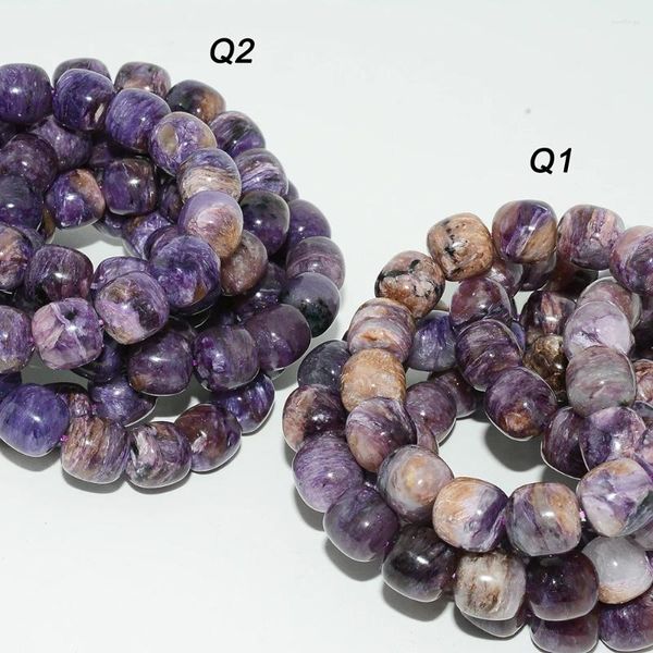 Bracciale con perline di tamburo di charoite naturale con pietre preziose sciolte, dimensioni circa 13x13 mm