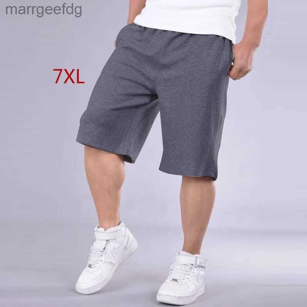 Shorts masculinos 7xl masculino quente 2023 mais novo verão praia shorts sólido baggy elástico shorts de algodão extra roupas esportivas plus size 5xl 6xl yq231215