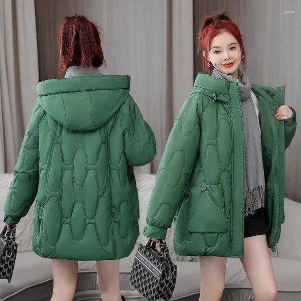 Trench da donna Abbigliamento invernale Giacca con cappuccio 2023 Stile coreano Cappotto di grandi dimensioni Spessore piumino in cotone Parka Capispalla allentato Z4132