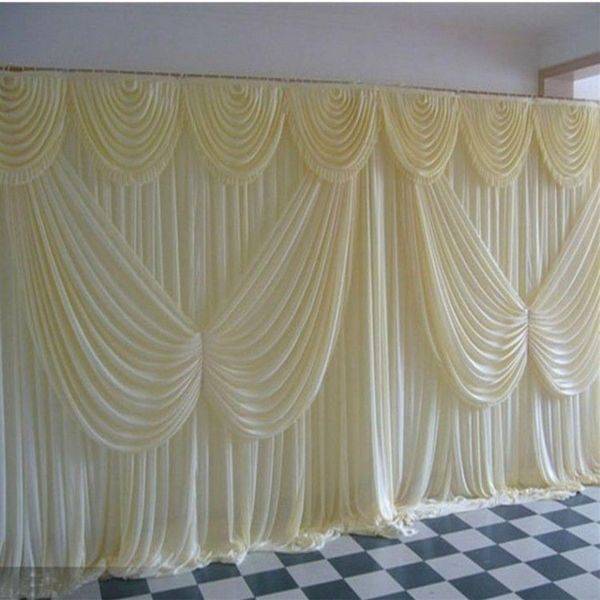 10ft 20ft seta ghiaccio colore bianco tende fondali con farfalla swag tende da sposa centrotavola matrimonio puntelli festa244w