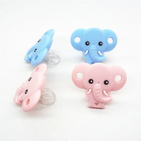 Titulares de chupeta clipes Chenkai 10 pcs um elefante de silicone livre manequim mordedor diy nascido bebê bebê enfermagem jóias animal brinquedo artesanato 231215