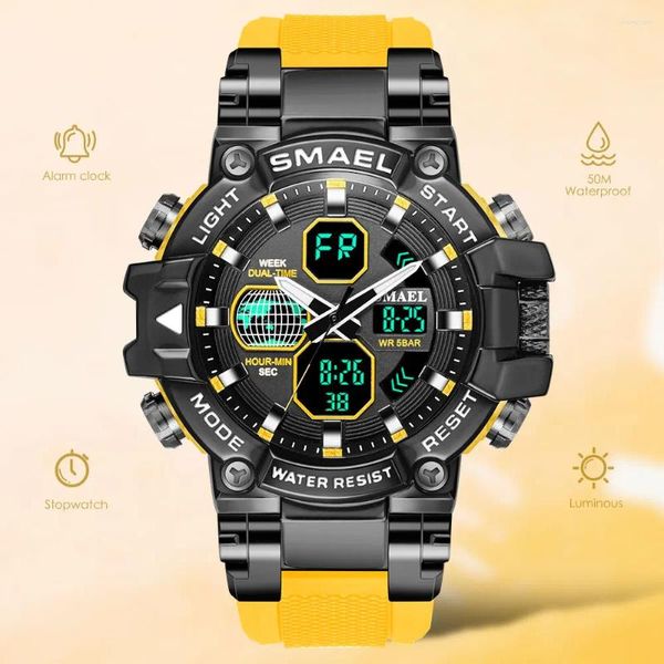 Orologi da polso SMAEL Orologio sportivo da uomo digitale Display doppio orario Orologio analogico da polso elettronico a LED al quarzo Orologi da nuoto impermeabili da 50 m Uomo