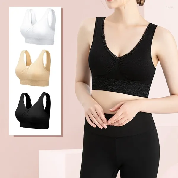 Camisoles tanques feminino sutiã esportivo acolchoado colheita topos roupa interior ginásio superior sem costura esporte respirável fitness correndo colete rendas yoga sutiãs