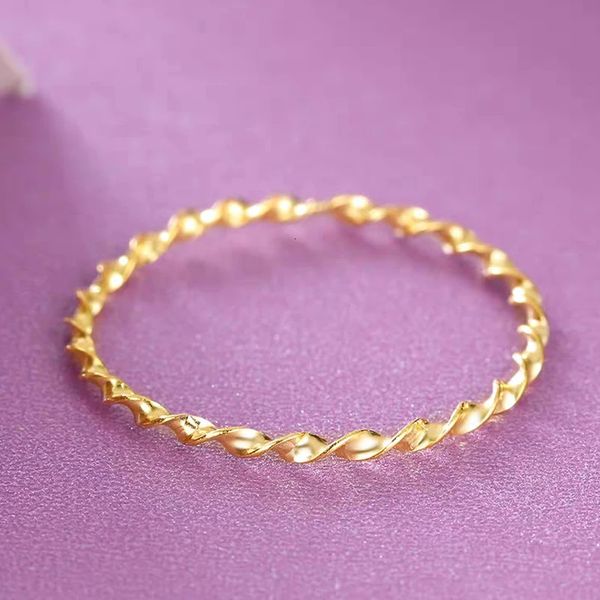 Anéis de casamento 18k ouro ondulado anel simples anel de dedo indicador da senhora simples clássico au750 empilhável presente ondulado torção anéis 231214