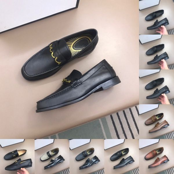 24 estilo de moda de luxo sapatos masculinos de couro designer vestido deslizamento em mocassins sapatos de negócios de couro genuíno sapatos casuais de casamento 38-46