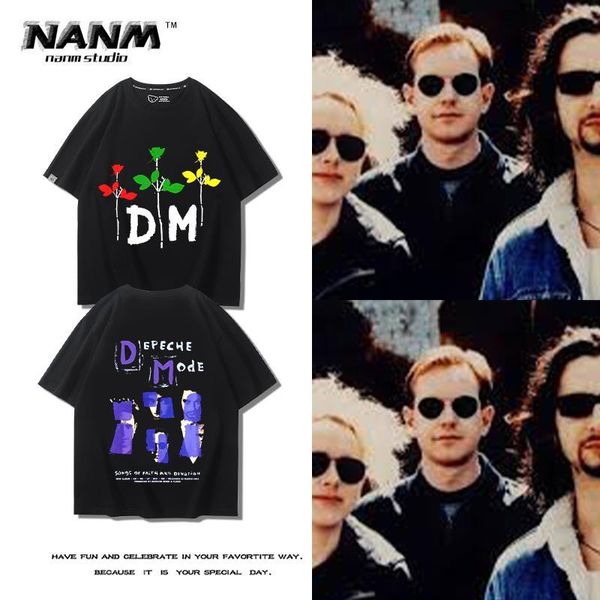 Depeche Mode pega a moderna camiseta de manga curta da banda para homens e mulheres, e a nova tendência de verão rock 'n' roll retrô de algodão meia manga