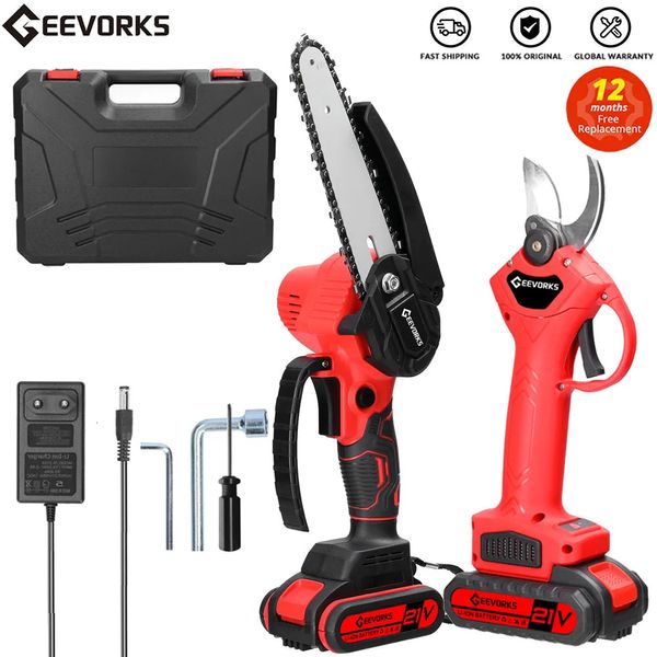 Ferramentas de poda Geevorks 21V Cordless Electric Pruner Brushless Tesouras de jardinagem Bateria de íon de lítio Tesoura doméstica 231215