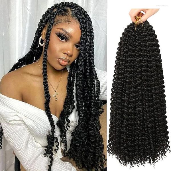 Trecce sintetiche Capelli finti Dea Locs Trecce ricci Estensioni all'uncinetto con onda d'acqua zingara da 14-24 pollici