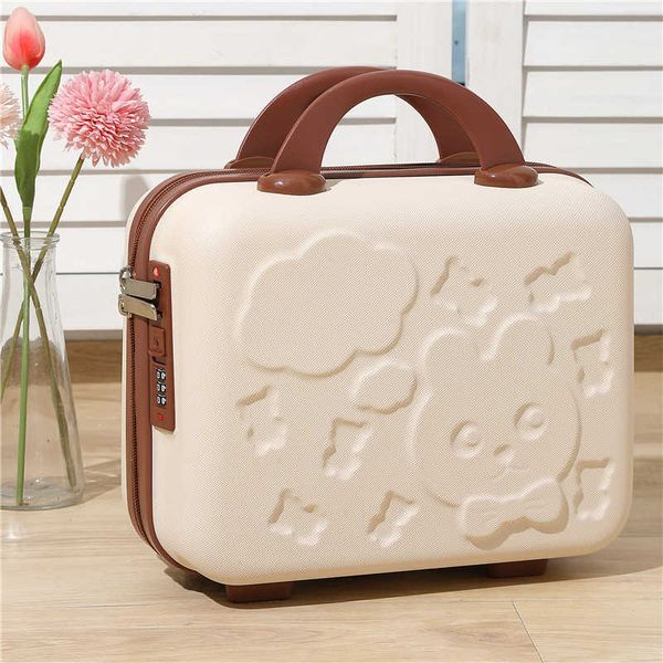 valigie Cartoon 14 pollici Mini bagaglio portatile piccolo con codice regalo Borsa da viaggio per trucco 231215