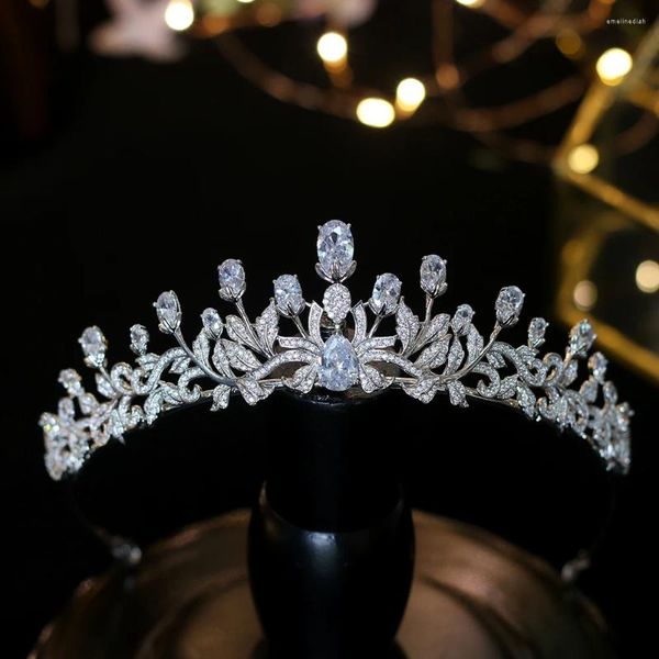 Haarspangen Modische Prinzessin Zirkon Tiaras Süße 16 Mädchen Einfache Hochzeitsaccessoires Frauen Brautkronen Kristalle