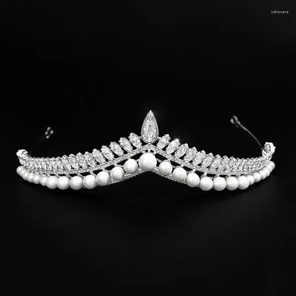 Haarspangen YYSUNNY Elegante silberne Farbe Perlenkronen und Tiaras für Braut Frauen Hochzeit Zubehör Prinzessin Schmuck Geschenk Mädchen Diadem