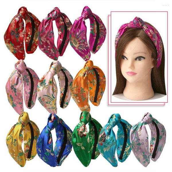 11 teile/los Mode Mädchen Silk Print Turban Stirnband Bowknot Haarband Kopf Wrap Bandanas Für Frauen