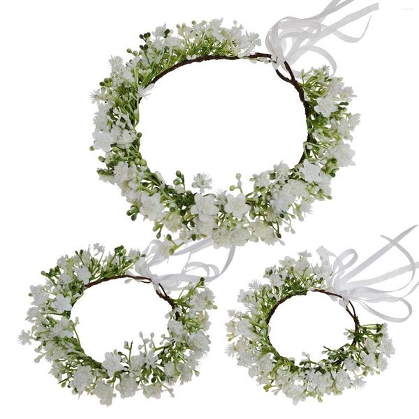 6 pçs gypsophila pai-filho flor coroa do bebê bandana acessórios de cabelo de casamento cocar feminino nupcial floral guirlanda