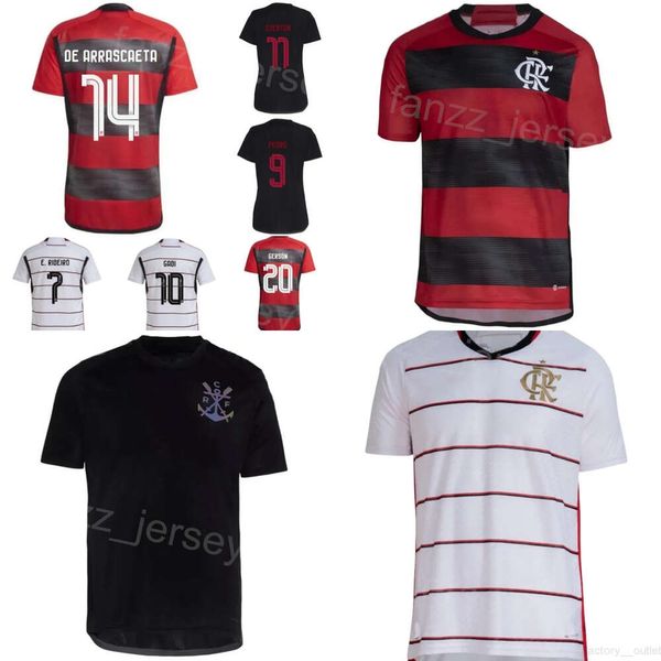 Uomini 23-24 calcio CR Flamengo 6 Ayrton Lucas Maglie club Team 29 Victor Hugo 4 Leo Pereira 14 Giorgian de Arrascaeta 10 Gabriel Barbosa Football Kits Uniform