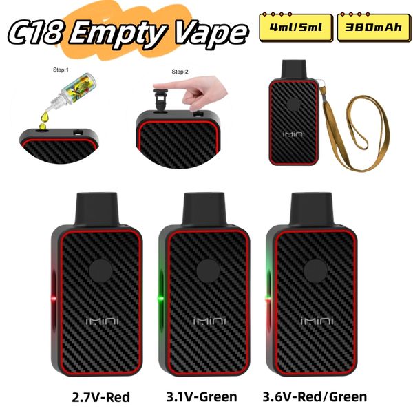 Imini Tek Kullanımlık Vape Kalem 4ML 5ML POD 380mAH Şarj Edilebilir Pil Boş Vaper Instock Tek Kullanımlık Buhar Kalem Özelleştirilmiş Tek Kullanımlık E-CIG Pil Başlangıç ​​Kitleri Boş