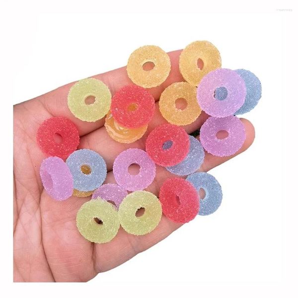 Dekoratif Çiçekler 20/50/100 PCS Kawaii Sevimli Renkli Simülasyon Yumuşak Şeker Donutlar Yapay Şeker Reçine Diy telefon dekorasyon Diy saç yayları