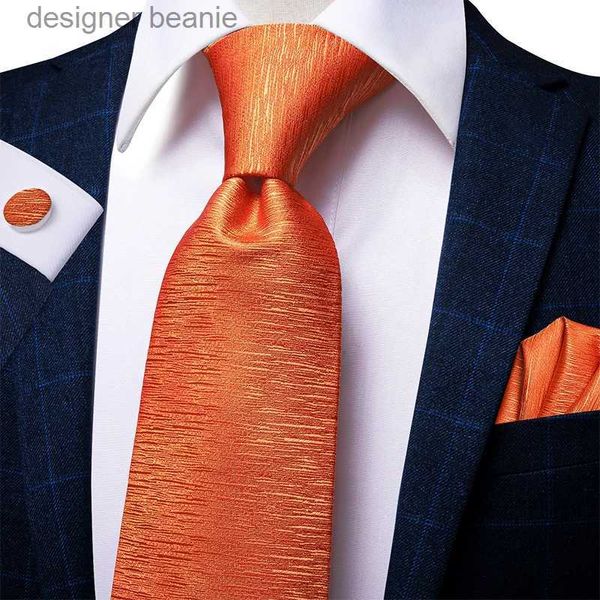 Cravatte per collo hi-tie cravatta per uomo nuovo set da uomo di lusso set arancione seta solida 8,5 cm grandi gemelli ad anco